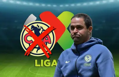 Escudo del América con cruz en medio y André Jardine/ Foto Cero Cero.