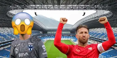 Estadio BBVA de fondo, con Ramos al frente. Fondo: BBVA