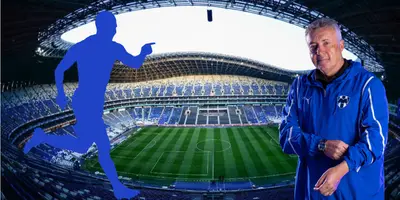 Estadio BBVA de fondo, tomado de Mediotiempo, con Torrent al frente
