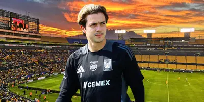 Estadio de Tigres de fondo, tomado de Wikipedia, con Córdova al frente