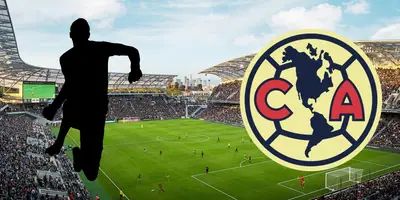 Estadio del LAFC tomado de Gensler, con escudo del América al frente