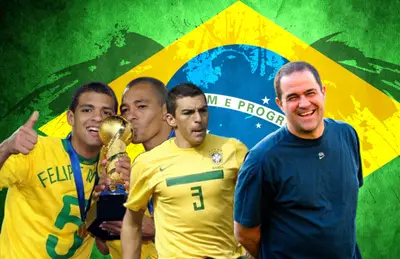 Ex futbolistas brasileños y André Jardine riendo/Foto Coolwapapers.