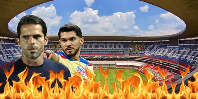 Fernando Gago y Henry Martín junto al Estadio Azteca / FOTO X