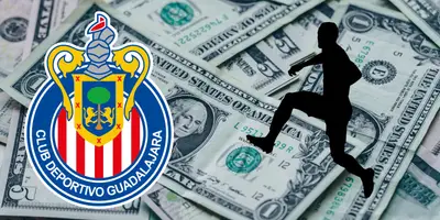 Fondo de dólares tomado de Canva, con escudo de Chivas