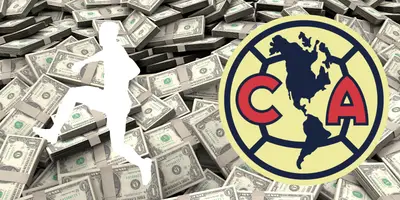 Fondo de dólares tomado de Canva, con escudo del América