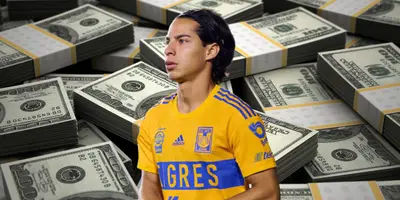 Fondo de dólares tomado de Canva, con Lainez al frente