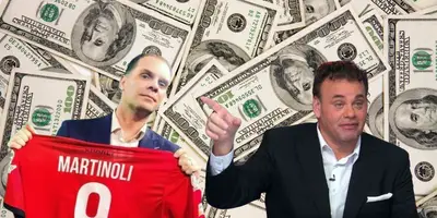 Fondo de dólares tomado de Canva, con Martinoli y David al frente