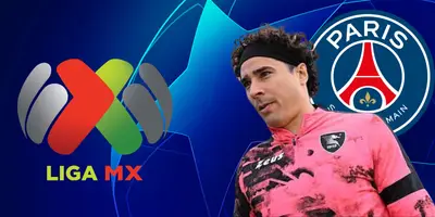 Fondo de la UEFA Champions League, con Ochoa en 1er plano.