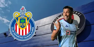 Fondo propio, con escudo de Chivas y Sepúlveda al frente.