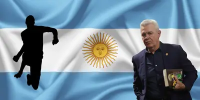 Fondo tomado de Canva, con Aguirre al frente