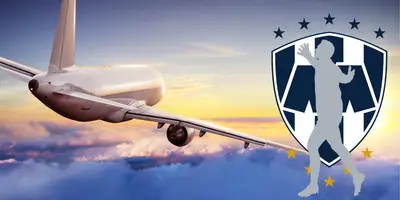 Fondo tomado de Canva, con escudo de Rayados