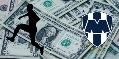 Fondo tomado de Canva, con escudo de Rayados