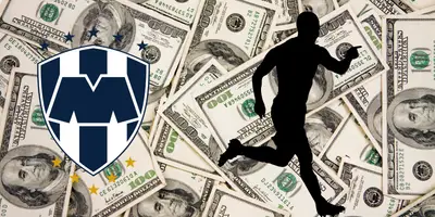 Fondo tomado de Canva, con escudo de Rayados