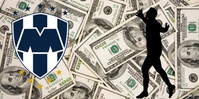 Fondo tomado de Canva, con escudo de Rayados al frente