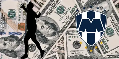 Fondo tomado de Canva, con escudo de Rayados al frente