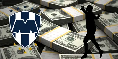 Fondo tomado de Canva, con escudo de Rayados al frente