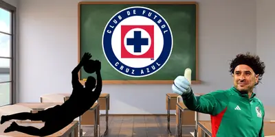 Fondo tomado de Canva, con Ochoa y escudo de Cruz Azul