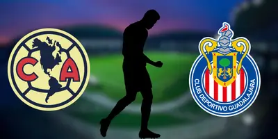 Fondo tomado de Wikipedia, con escudo de América y Chivas al frente