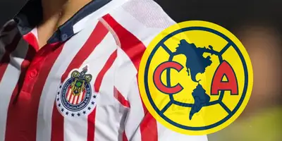 Futbolista incógnito de Chivas junto al escudo del América / FOTO MEXSPORTS