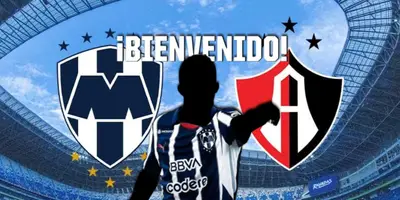 Futbolista incógnito de Rayados junto a los escudos de Monterrey y Atlas / FOTO INSTAGRAM