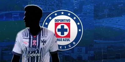 Futbolista incógnito de Rayados junto al escudo de Cruz Azul / FOTO DEBATE