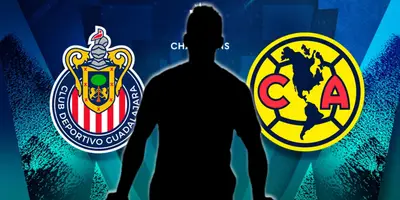 Futbolista incógnito junto al escudo de Chivas y América / FOTO GETTY IMAGES