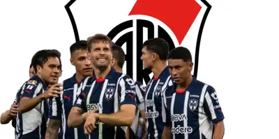 Futbolistas de Rayados junto al escudo de River Plate / FOTO REVISTA 1