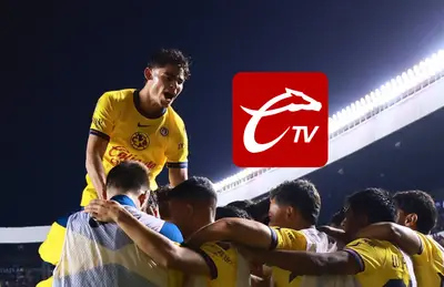 Futbolistas del América y logo de Caliente TV/ Foto ESPN Deportes.