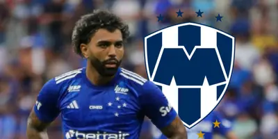 Gabriel Barbosa junto al escudo de Rayados / FOTO TRANSFERMARKT