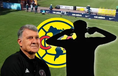 Gerardo Martino y silueta de Karel Campos/ Foto Club América.