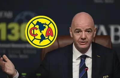 Gianni Infantino y logo del América a su lado/Foto El Heraldo de Saltillo.