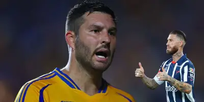 Gignac en partido, tomado de Getty, con Ramos al frente