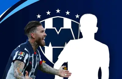 Gilberto Mora en forma de silueta y Sergio Ramos/Foto Rayados.
