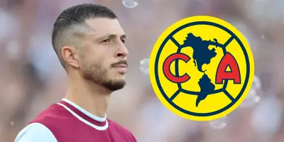 Guido Rodríguez junto al escudo del América / FOTO DIARIO AS