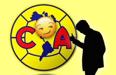 Guillermo Almada en silueta, emoji y escudo del América/Foto Pinterest.