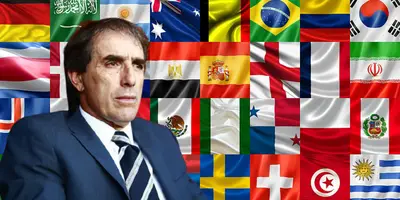 Guillermo Almada junto a banderas de países / FOTO MARCA