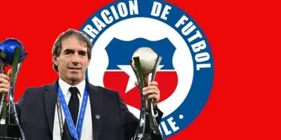 Guillermo Almada junto al escudo de Chile / FOTO FACEBOOK