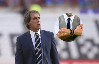 Guillermo Almada y entrenador recortado/Foto Olé.