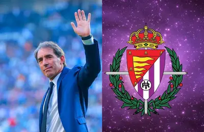 Guillermo Almada y escudo del Real Valladolid/Foto Imago 7.