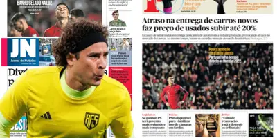 Guillermo Ochoa junto a diarios portugueses / FOTO X