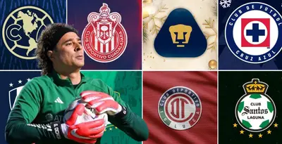 Guillermo Ochoa junto a escudos de la Liga MX / FOTO X