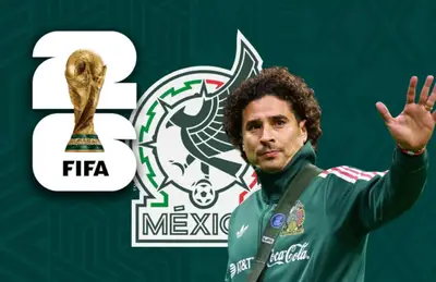 Guillermo Ochoa y logo de la FIFA/ Foto TV Azteca.