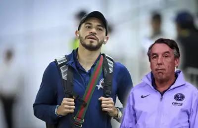 Henry Martín caminando y Emilio Azcárraga/ Foto Bolavip US.