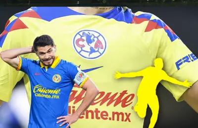 Henry Martín lamentándose y silueta de futbolista/ Foto América.