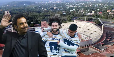Hugo Sánchez junto a jugadores de Pumas / FOTO ALTO NIVEL
