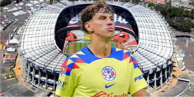 Igor Lichnovsky y al fondo el Estadio Azteca / Foto Mexsport