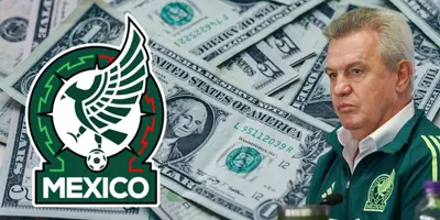 Imagen de dólares tomada de Canva, con logo del Tri y Aguirre.