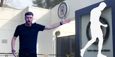 Instalaciones de Cruz Azul por fuera, foto de Fútbol total, con Anselmi al frente