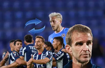 Iván Alonso, jugadores de Rayados y Gonzalo Piovi/Foto Lado.mx