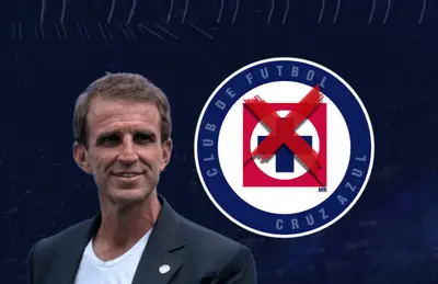 Iván Alonso sonriendo tímidamente y logo de Cruz Azul con cruz en medio/ Foto 'X'.